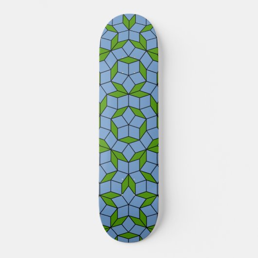 Groen en blauw Penrose Rhombus Patroon Persoonlijk Skateboard (Voorkant)