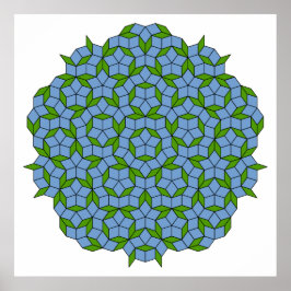 Groen en blauw Penrose Rhombus Patroon Poster