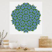 Groen en blauw Penrose Rhombus Patroon Poster (Keuken)