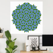 Groen en blauw Penrose Rhombus Patroon Poster (Thuiskantoor)
