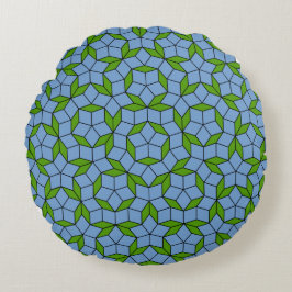 Groen en blauw Penrose Rhombus Patroon Rond Kussen