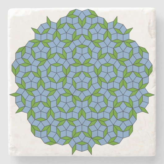 Groen en blauw Penrose Rhombus Patroon Stenen Onderzetter (Voorkant)
