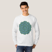 Groen en blauw Penrose Rhombus Patroon T-shirt (Voorkant volledig)