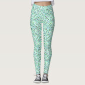 Groen en blauw pokstip leggings (Voorkant)