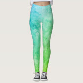  groen en blauw regenboogontwerp leggings (Voorkant)