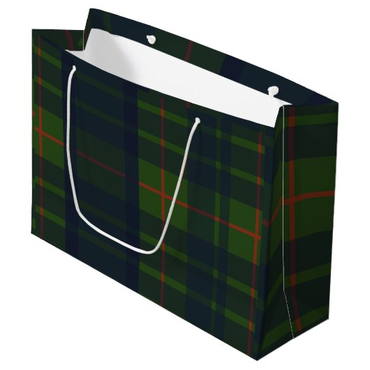 Groen en Blauw Rood Tartan Schots Spuit Groot Cadeauzakje (Voorkant Gekanteld)