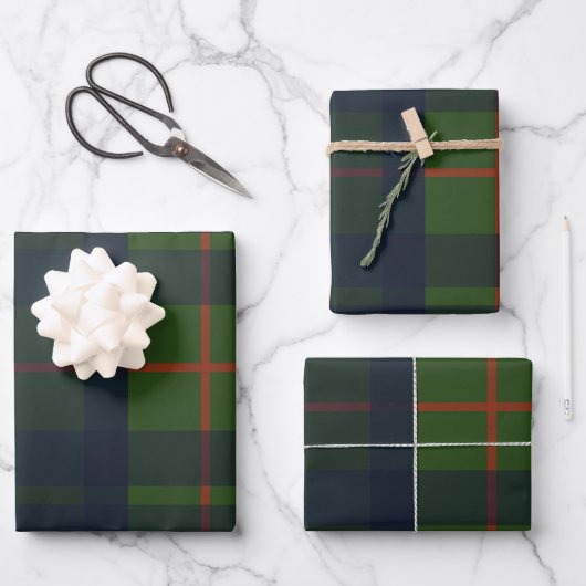 Groen en Blauw Rood Tartan Schots Spuit Inpakpapier Vel (Voorkant)
