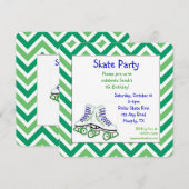 Groen en blauw Schaats van de Dagen Uitnodiging (Voorkant / Achterkant)
