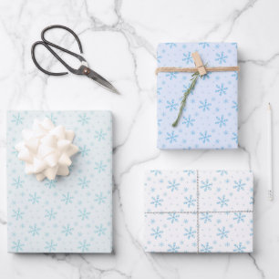 Groen en Blauw Sneeuwvlok Patroon Kerstmis Inpakpapier Vel
