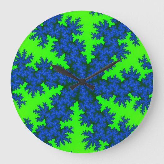Groen en blauw Snowflake Grote Klok (Voorkant)