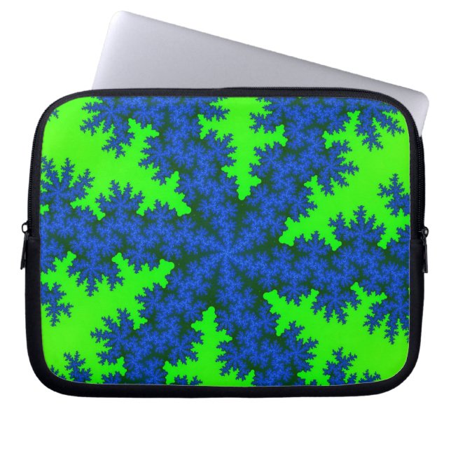Groen en blauw Snowflake Laptop Sleeve (Voorkant)