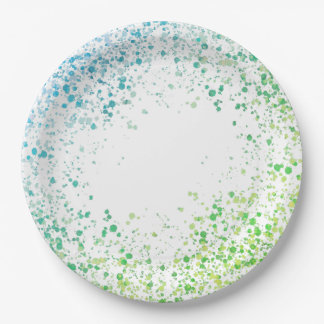 Groen en Blauw Spatpapier Borden Papieren Bordje