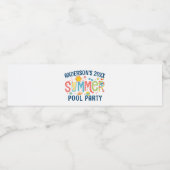 Groen en blauw speels zomerse poolparty waterfles etiket (Enkel label)