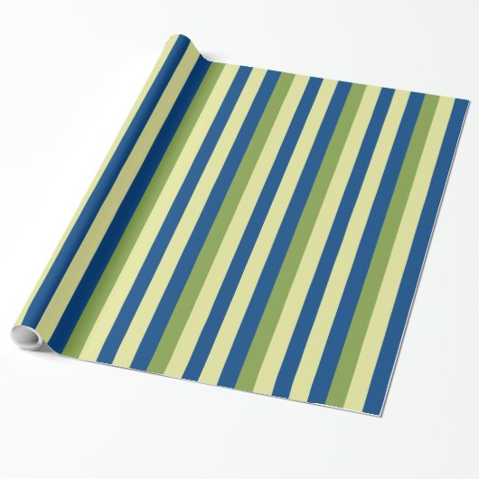 Groen en blauw Stripes Patroon Cadeaupapier (Uitgerold)