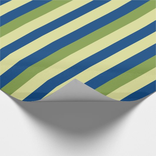 Groen en blauw Stripes Patroon Cadeaupapier (Hoek)