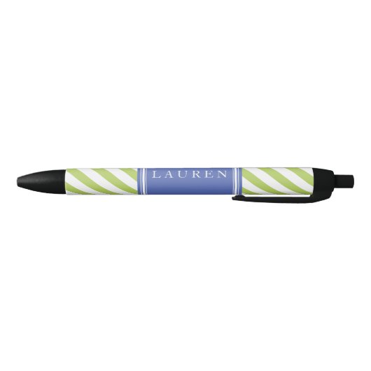 Groen en blauw Stripes Patroon Zwarte Inkt Pen (Bodem)