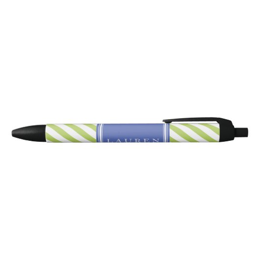 Groen en blauw Stripes Patroon Zwarte Inkt Pen (Bovenkant)