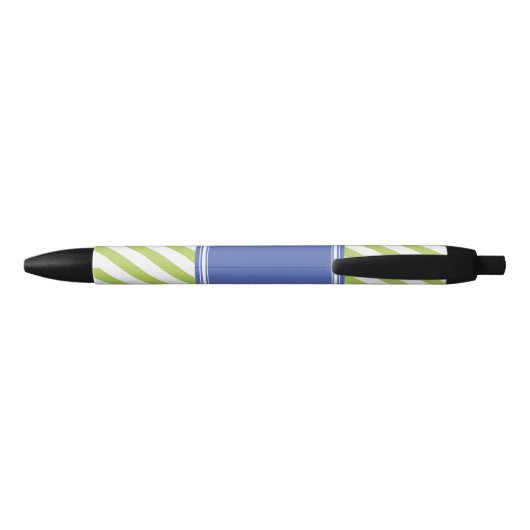 Groen en blauw Stripes Patroon Zwarte Inkt Pen (Achterkant)