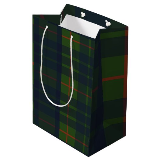 Groen en Blauw Tartan Pset Medium Cadeauzakje (Achterkant Gekanteld)