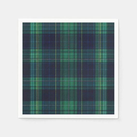 Groen en Blauw Tartan Pset Servet (Voorkant)