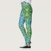 groen en blauw Tiger Print Leggings (Links)