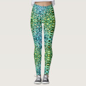groen en blauw Tiger Print Leggings (Voorkant)