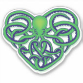 Groen en Blauw Tribal Octopus Tattoo Design Decal Sticker (Voorkant)