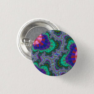 Groen en blauw vistuig ronde button 3,2 cm