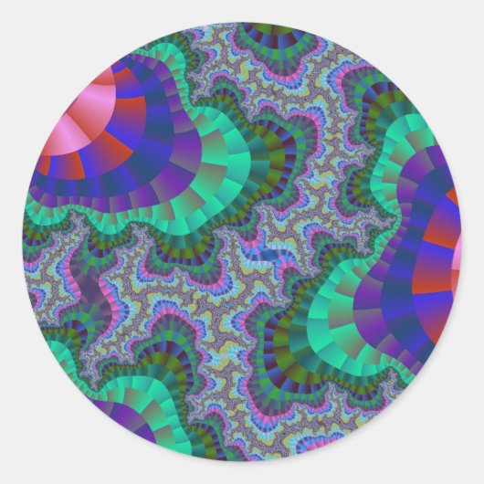 Groen en blauw vistuig ronde sticker (Voorkant)