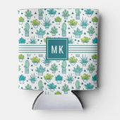 Groen en blauw Waterverf Succulent Patroon Blikjeskoeler (Voorkant)