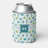 Groen en blauw Waterverf Succulent Patroon Blikjeskoeler (Blikje Achterkant)