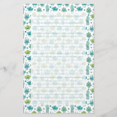 Groen en blauw Waterverf Succulent Patroon Briefpapier (Voorkant)