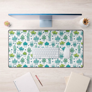 Groen en blauw Waterverf Succulent Patroon Bureaumat