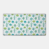 Groen en blauw Waterverf Succulent Patroon Bureaumat (Voorkant)