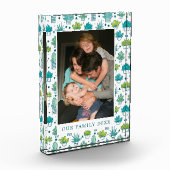 Groen en blauw Waterverf Succulent Patroon Fotoblokken (Links)