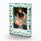 Groen en blauw Waterverf Succulent Patroon Fotoblokken (Rechts)