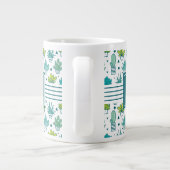 Groen en blauw Waterverf Succulent Patroon Grote Koffiekop (Achterkant)