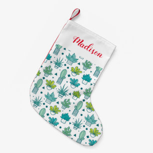 Groen en blauw Waterverf Succulent Patroon Kleine Kerstsok