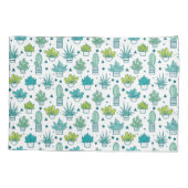 Groen en blauw Waterverf Succulent Patroon Kussensloop (Achterkant-Links)
