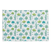 Groen en blauw Waterverf Succulent Patroon Kussensloop (Achterkant-Rechts)