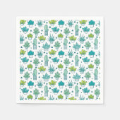 Groen en blauw Waterverf Succulent Patroon Servet (Voorkant)