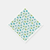 Groen en blauw Waterverf Succulent Patroon Servet (Hoek)