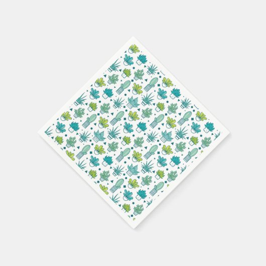 Groen en blauw Waterverf Succulent Patroon Servet (Hoek)