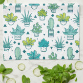 Groen en blauw Waterverf Succulent Patroon Theedoek (Gevouwen)