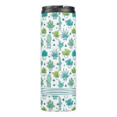 Groen en blauw Waterverf Succulent Patroon Thermosbeker (Achterkant)