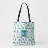 Groen en blauw Waterverf Succulent Patroon Tote Bag (Voorkant)