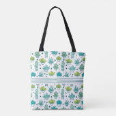 Groen en blauw Waterverf Succulent Patroon Tote Bag (Achterkant)