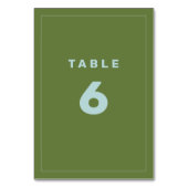 Groen en blauw Wes Anderson Geïnspireerd tabelnumm Kaart (Voorkant)