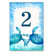 Groen en blauw Zee Turtle Wedding Table Numbers Kaart (Voorkant)