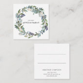 Groen en blauwe bloemen afsprakenkaartje (Voorkant / Achterkant)